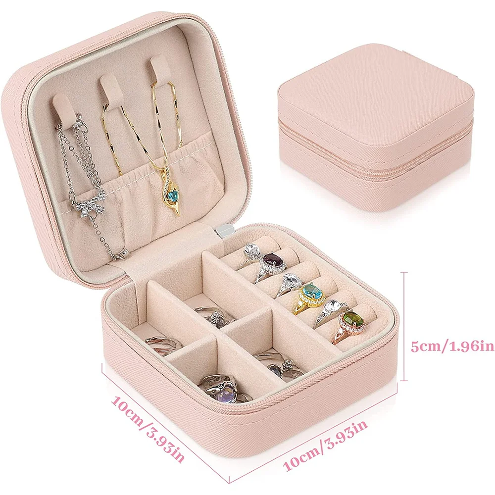 Travel Jewelry Box Organizer PU Earring Ring Holder Jewelry Display Gift Jewelry Case Necklace Bear Letter Print Storage Box