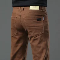 New Plus Size High End Casual Pants for Men's Straight Stretch Loose Mid High Waist Long Pants Brand Clothing Slim Jeans 28-44 2