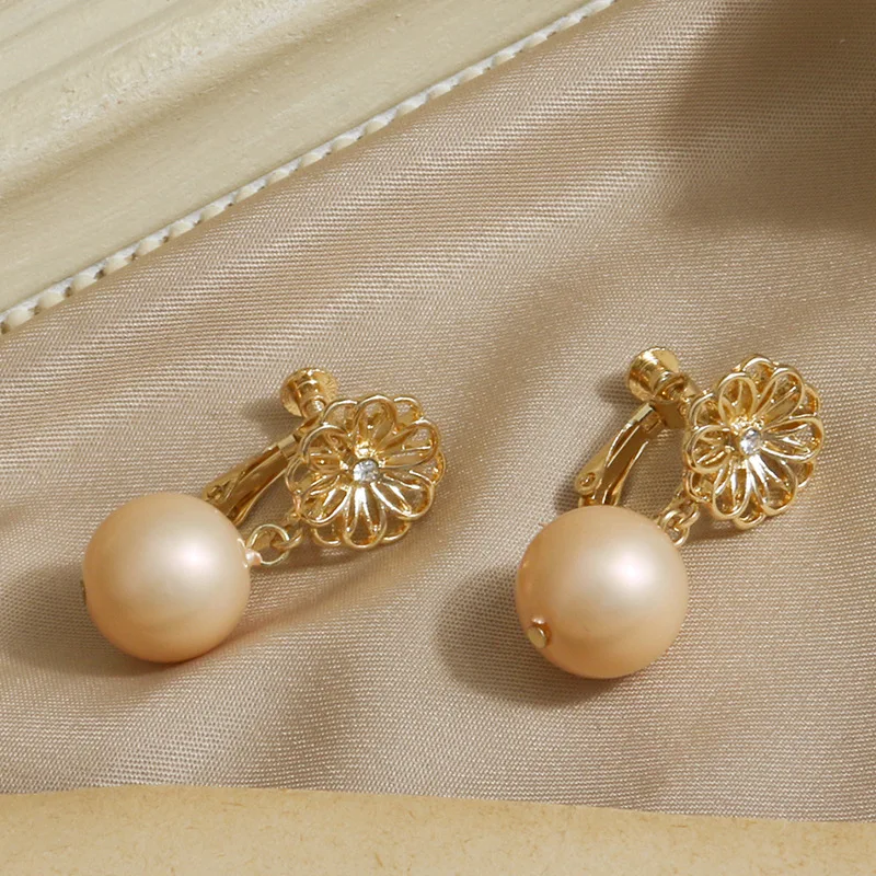 trendy male earrings GRACE JUN Korean Design Simulated Pearl Screw Clip on Earrings Non Pierced Baroque Rhinestone Ear Clip Women's Jewelry Wholesale trendy traditional earrings Trendy Earrings