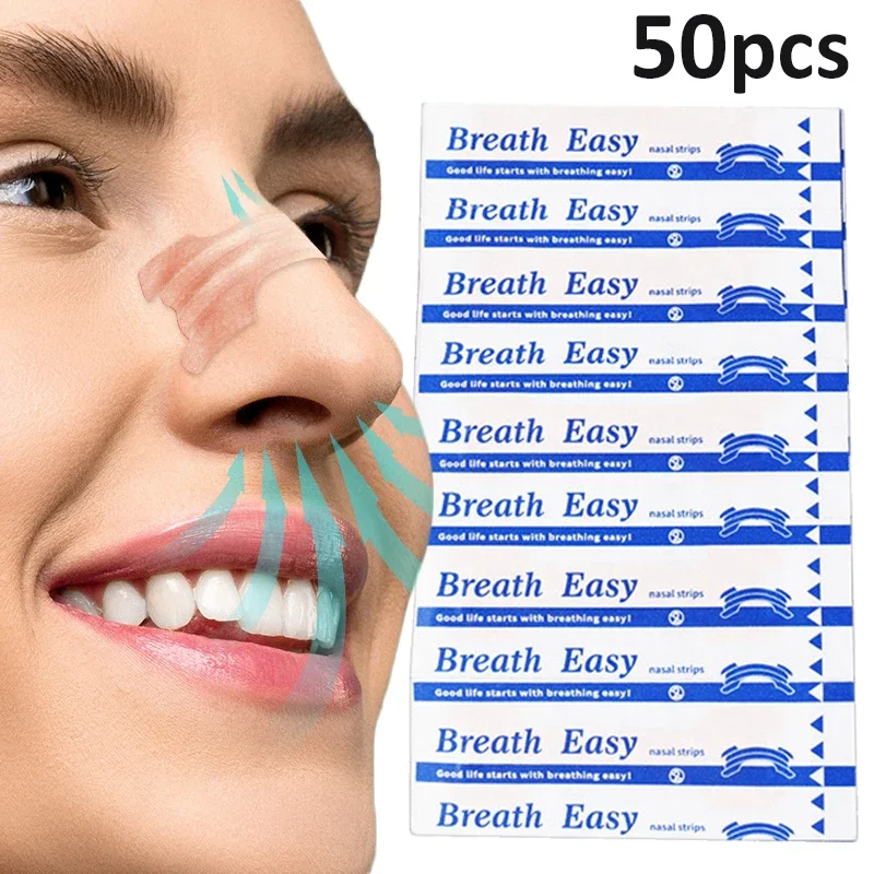 50pcs Breath Easy Anti-snoring Patch Nasal Strips Good Sleeping Stop Snoring Nose Patches For Adults Children Antisnore Stickers 1 8pcs anti snoring devices silicone magnetic anti snoring nose clip easy breathe improve sleeping aid apnea guard night device