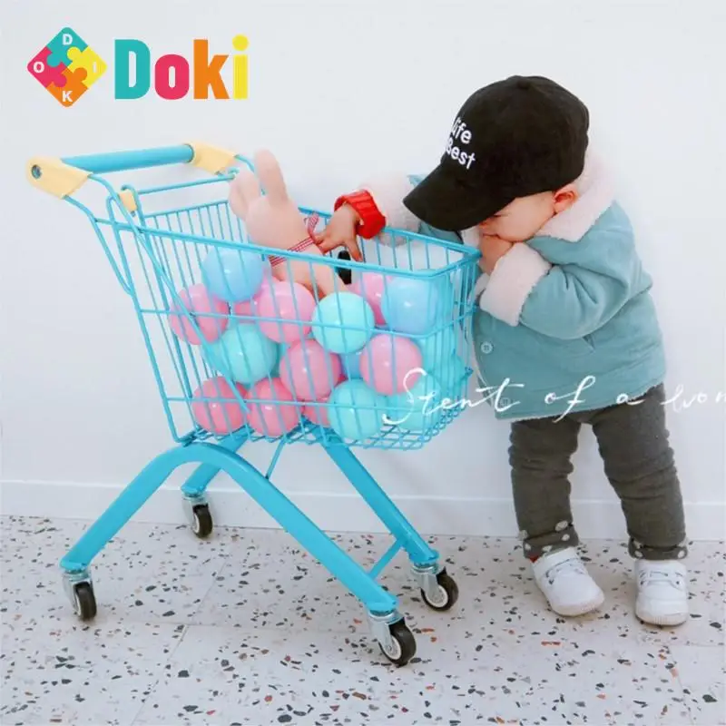 DokiToy Children's Shopping Cart Baby Supermarket Small Iron Cart Mini Play House Net Red Photography Props Gift Trolley 2023 3