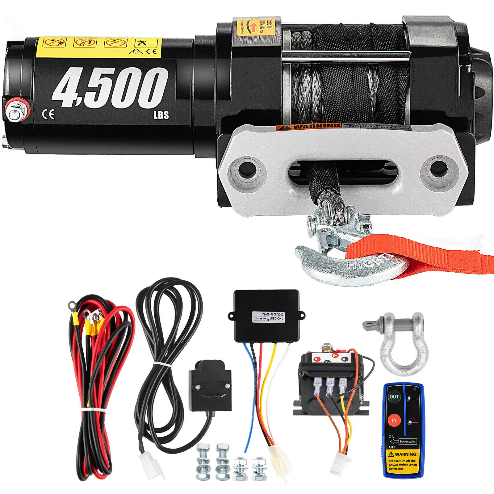 Electric winch 4500LBS truck ATV 12V wireless remote control synthetic rope winch