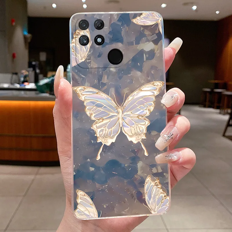 Luxury Clear Butterfly Flowers Soft Phone Case