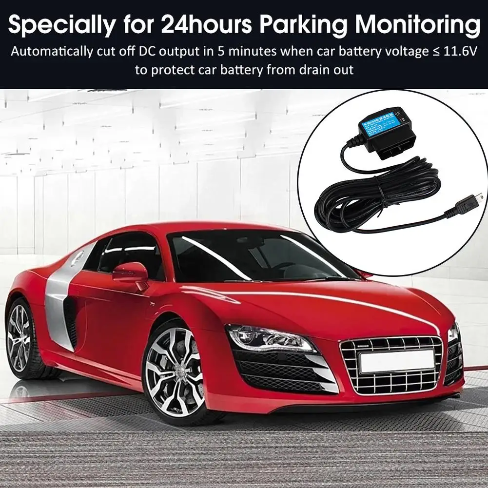24-Hour Dash Cam Parking Monitoring Hardwire Kit with OBD to USB Adapter