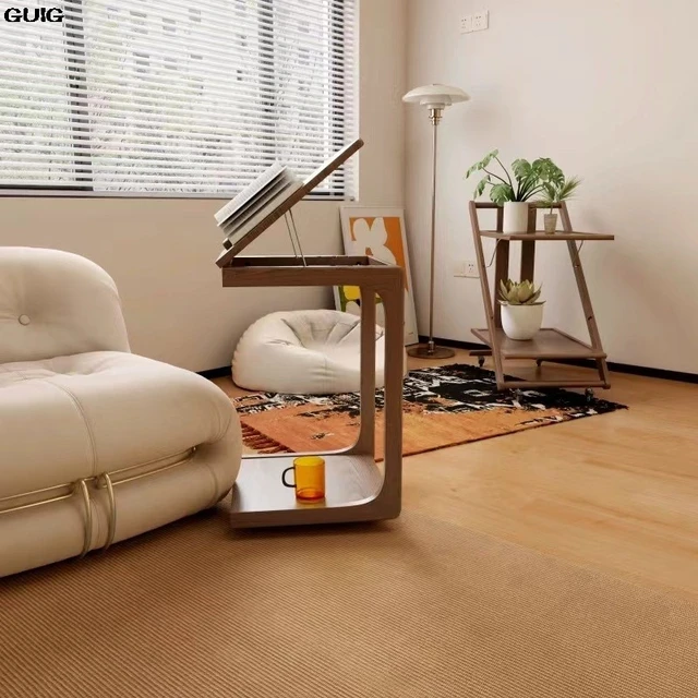 GUIG Mobile Small Coffee Table Home With Wheel Bedroom Multi-functional Clamshell Bedside Table Living Room Sofa Side Table 2