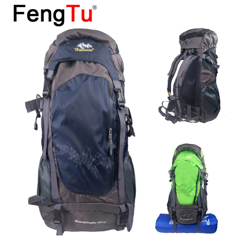 

Fengtu 60L+ 5L Large Hiking Backpack Unisex Outdoor Travel Climbing Backpacks Nylon Waterproof Mountain & Camping Backpack