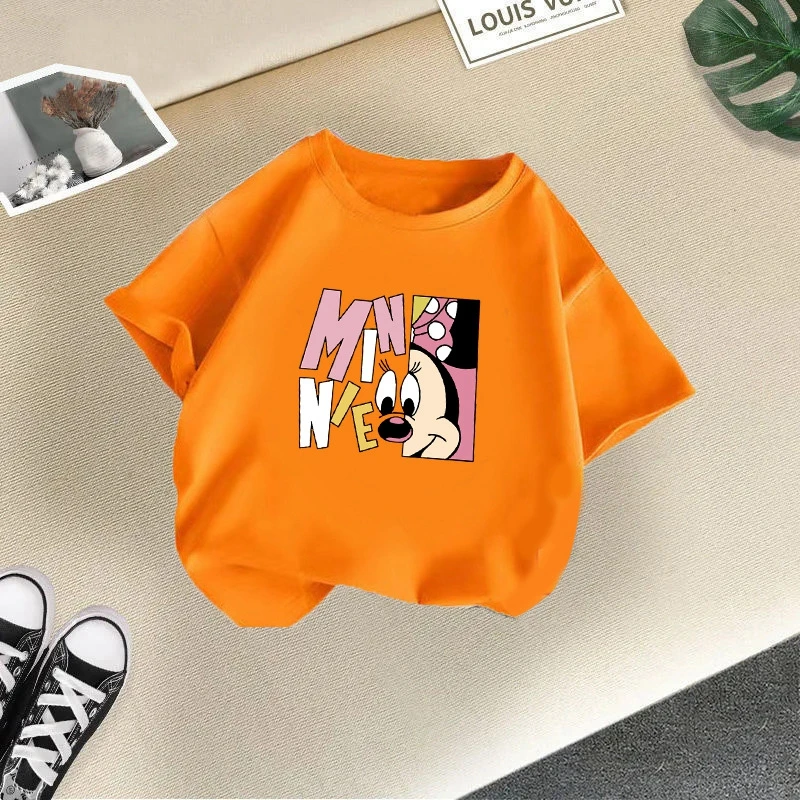Baby Girls Tshirts Summer Short Sleeve Pajama Top Casual Disney Cartoon Mickey Mouse Minnie Kid Boy Children Cotton Clothes