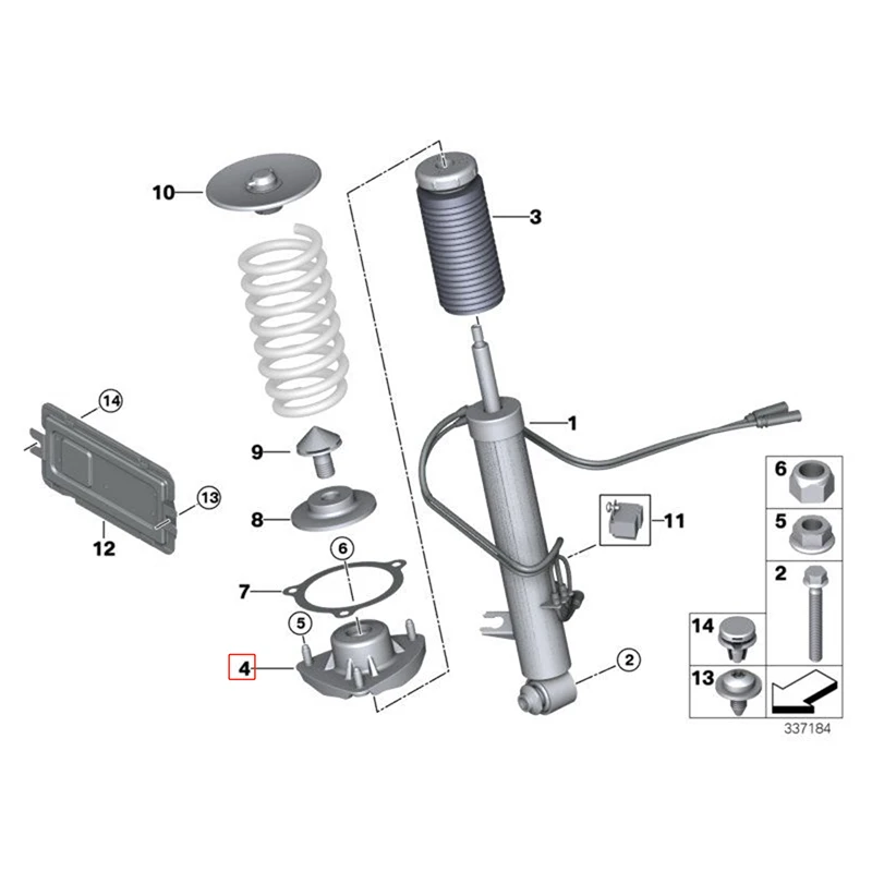 Rear Shock Spring Strut Mount - 1 Piece