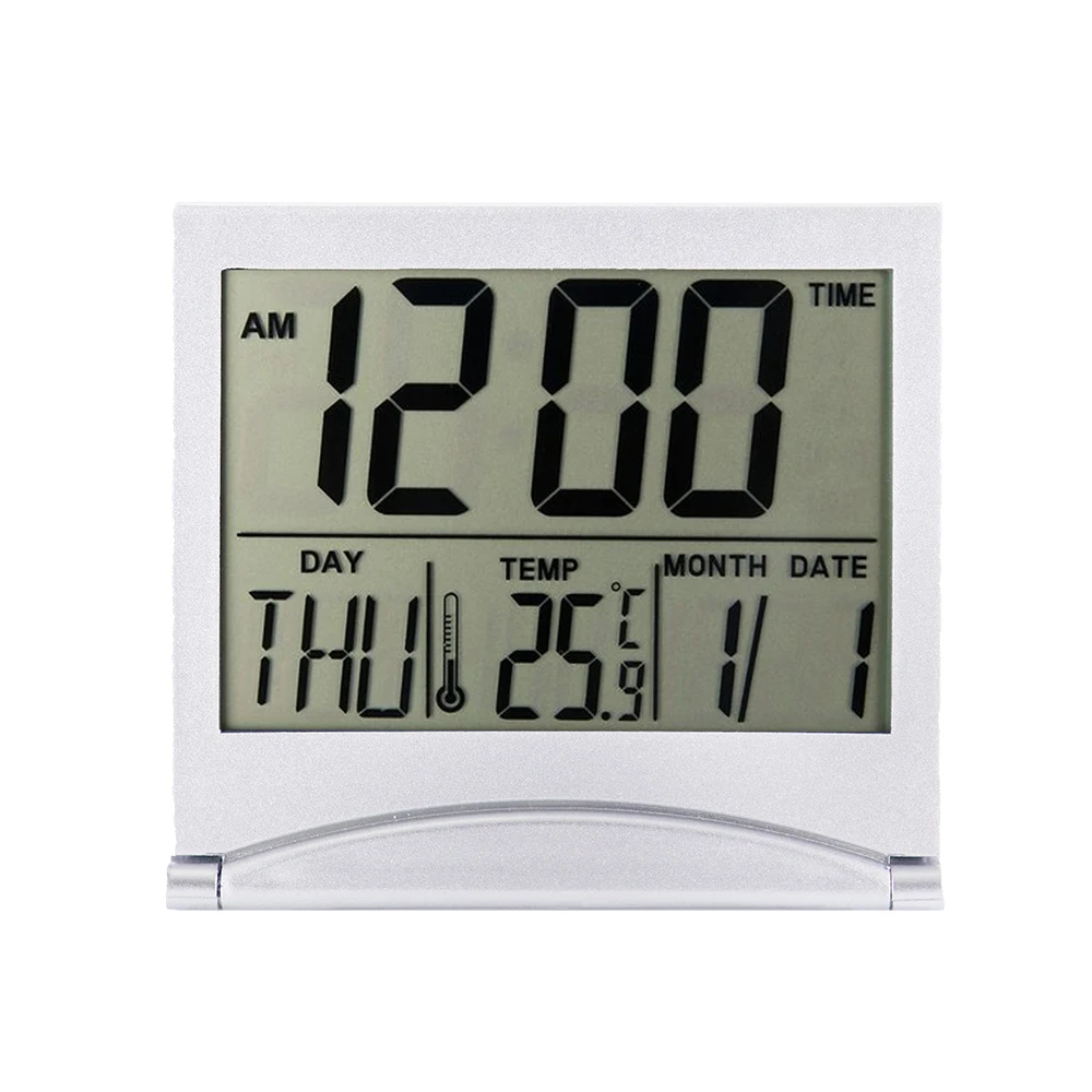 Folding LCD Digital Alarm Clock Desk Table Weather Station Desk Temperature  Travel Ectronic Mini Clock - AliExpress