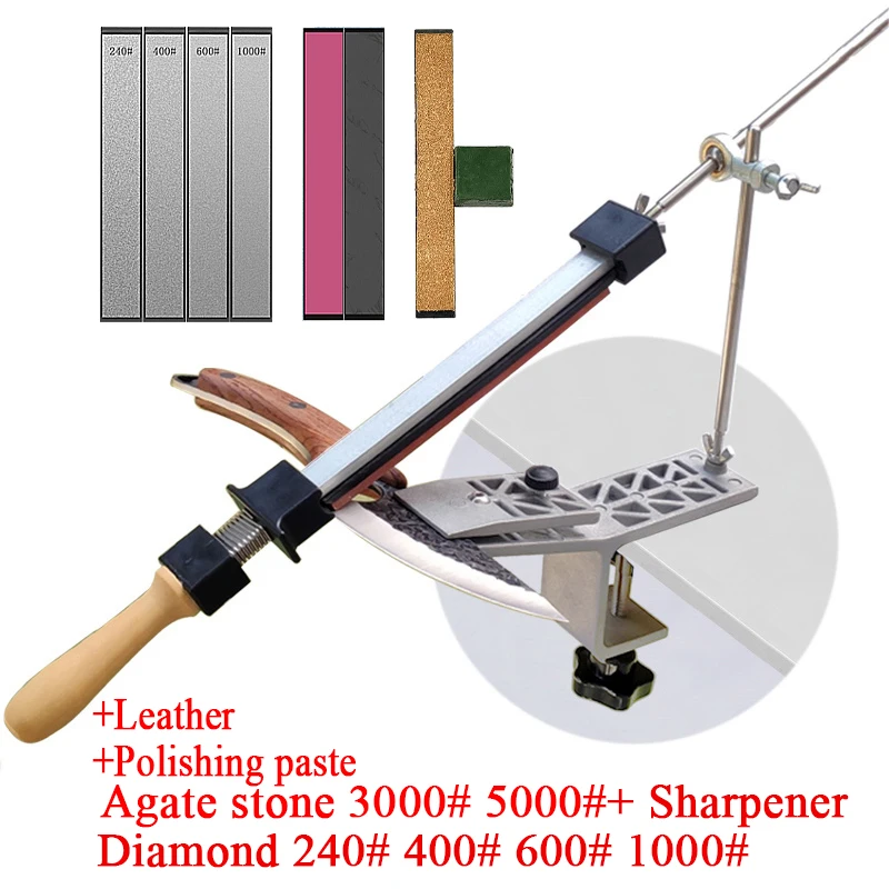 Fixed Knife Sharpener Professional Sharpening Stone Kitchen Grinding System Angle Honing Diamond Grinder 120-5000# Whetstone Set 