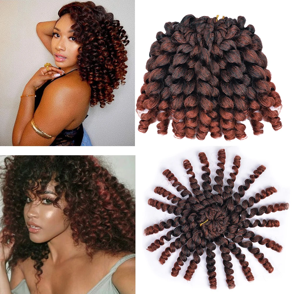 

Ombre Braiding Hair Jumpy Wand Curl Crochet Braids Synthetic Crochet Hair Extension for Black Women Jamaican Bounce Curly Hair