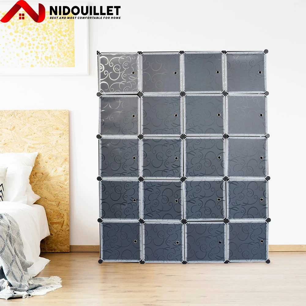NID Bedroom Cabinets 20 Cubes Clothes Closets Garment Storage Cabinet Foldable Wardrobes Environmental Resin Panels Furniture