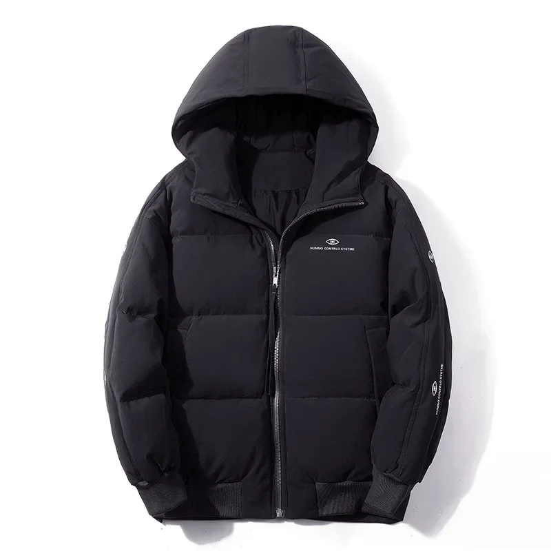Winter Down Jacket Men's Short Oversized Hooded Jacket with White Duck Down Thickened for Warmth