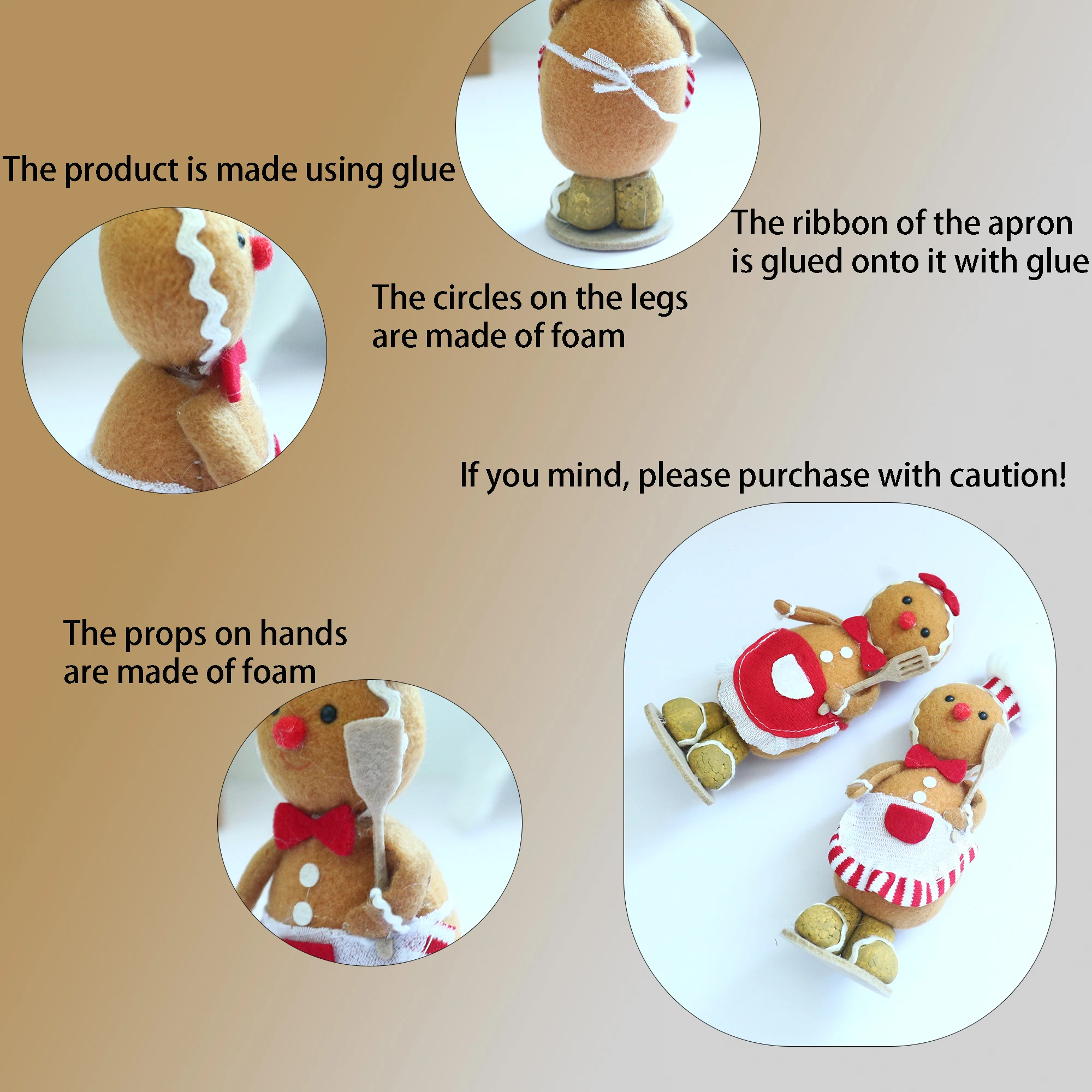 Description Picture 4 of itemChristmas Plush Gingerbread Dolls Chef Gingerbread Man Desktop Ornaments For New Year Party Festival Gift Home Supply Decor