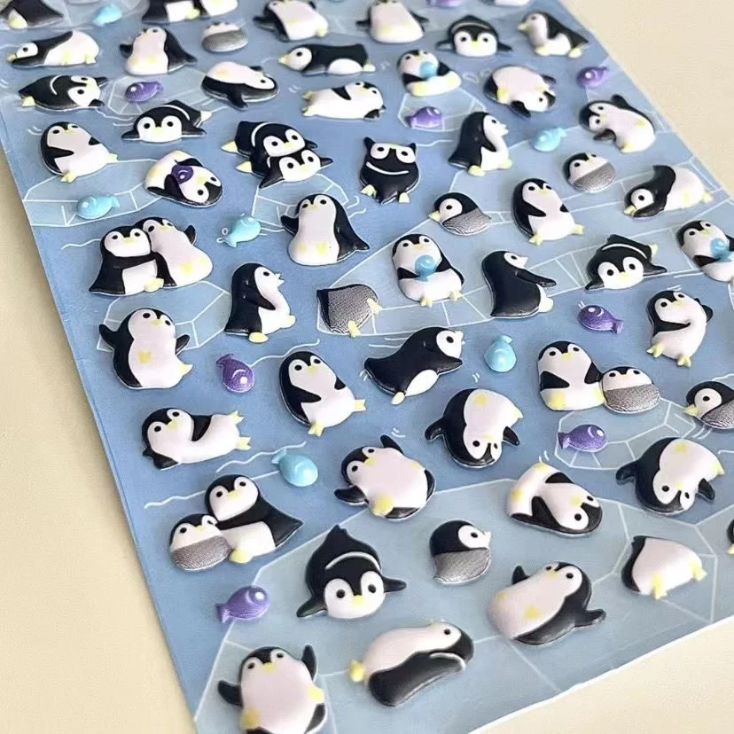 Steve 3d Penguin Stereo Bubble Sticker Mini Animal Phone Case Water Cup Decorative Sticker Student Stationery School Supplies