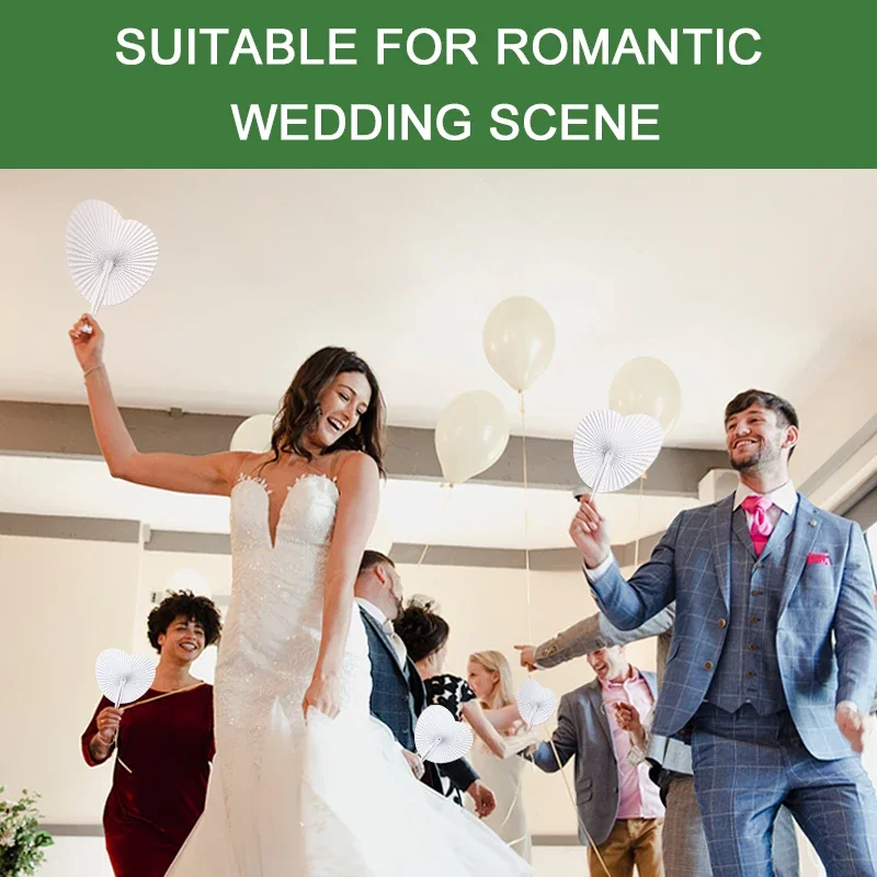 Foldable DIY Painting Heart Shape Round Paper Fan Wedding Party Guest Gifts Decoration Anniversary Kids Party Favors 20/100 PCS folding fan hand fan