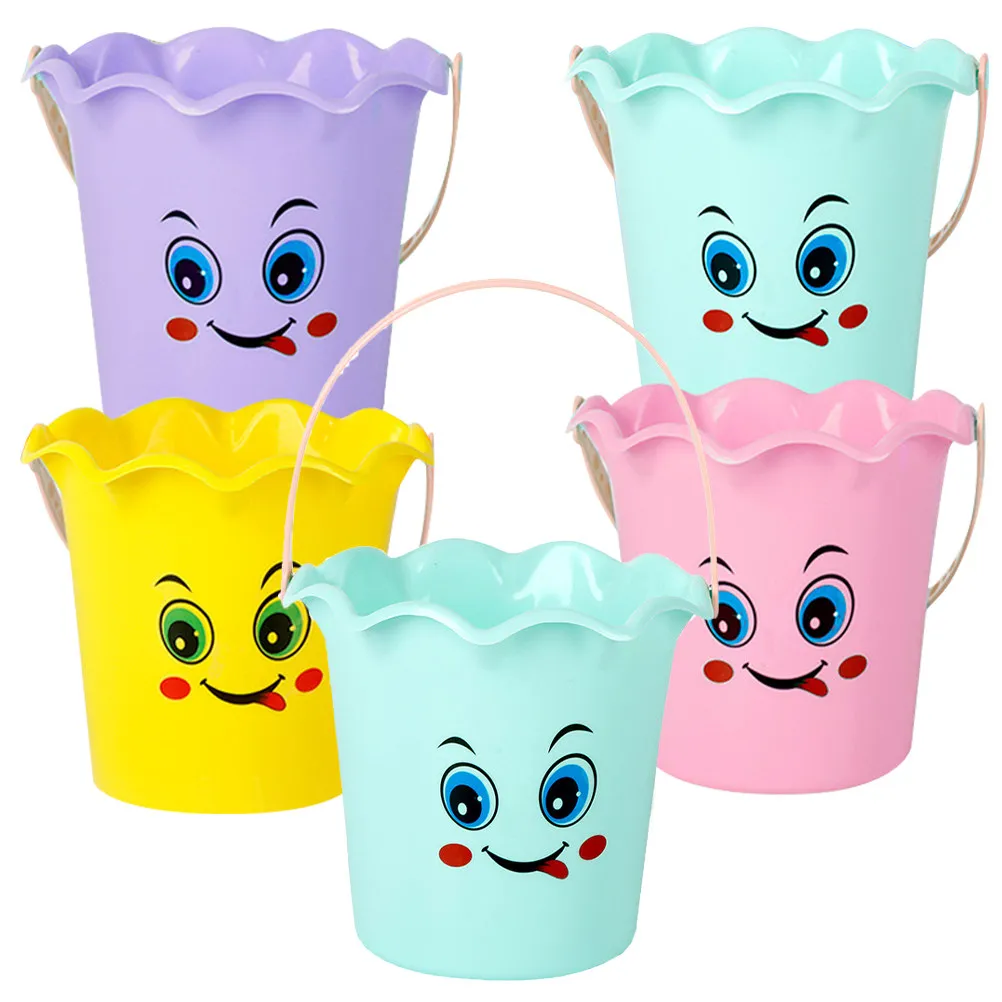 5Pcs 매력적인 경량 플라스틱 해변 양동이 모래통 물놀이 양동이 휴대용 다기능 야외 여름 파기 도구