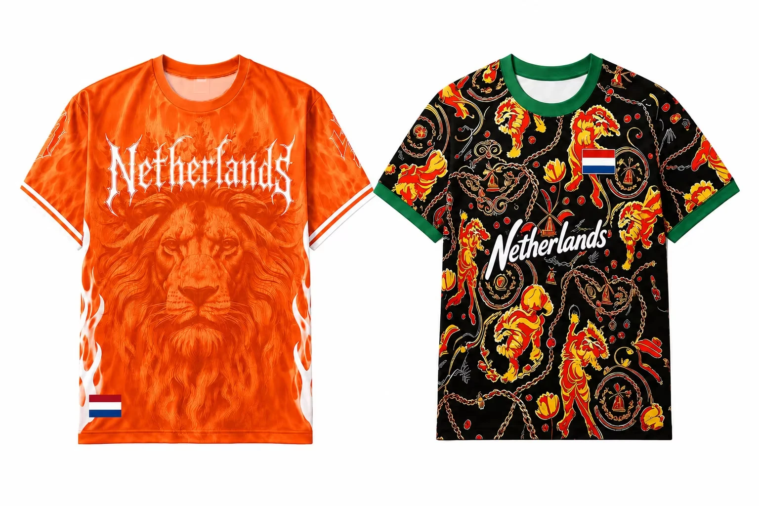 2026 Neues NIEDERLÄNDISCHES Fußballtrikot mit Löwenmotiv, Atmungsaktives Fußball-T-Shirt, Grafikdruck Casual Sport-Fan-Shirt