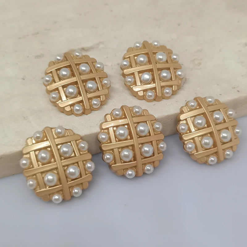 10 Bottoni Metallici Oro 25mm A 4 Fori - Per Cucito, Vestiti, Fai Da Te - 4