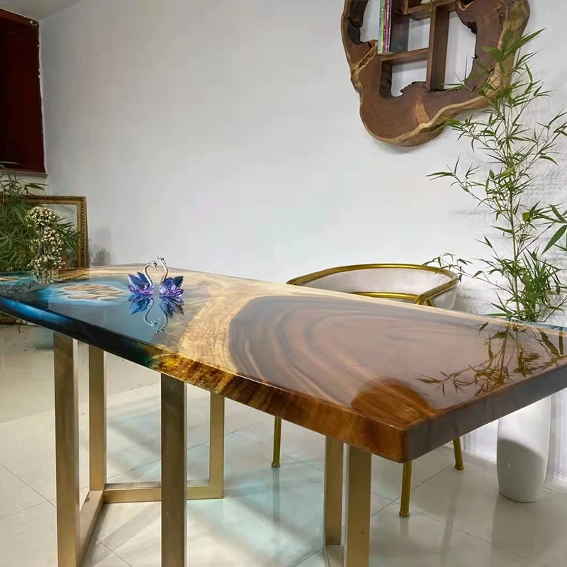 Epoxy Resin Art River Ocean Table Walnut Table Barflower Solid Wood Large  Board Tea Table Log Tea Table Can Be Customized - Dining Tables - AliExpress