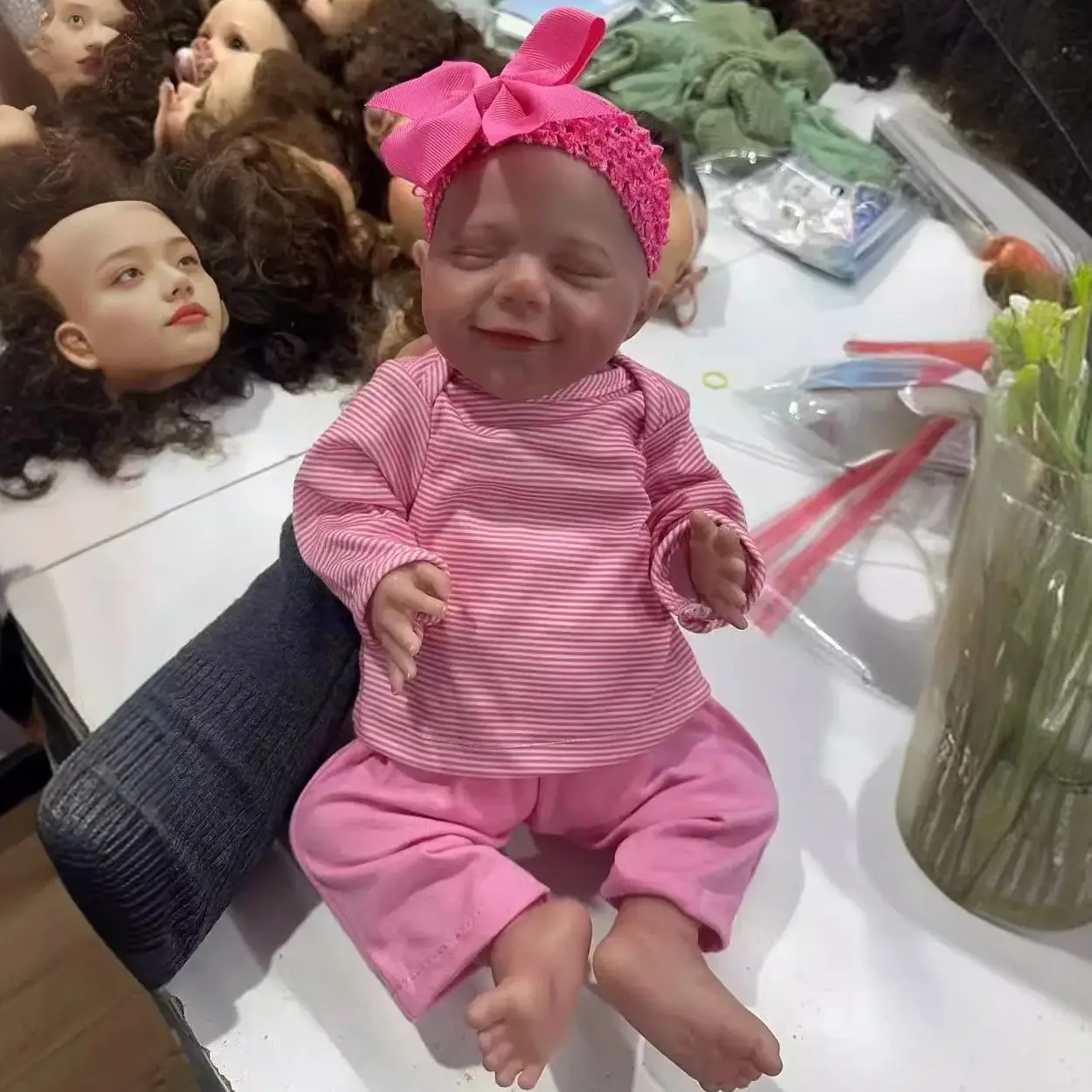 

Full Silicone Vinyl Dolls 49CM Girl April 3D Painted Reborn Baby Dolls With Rooted Hair Soft Touch Kid's Gift Muñecas Reborn