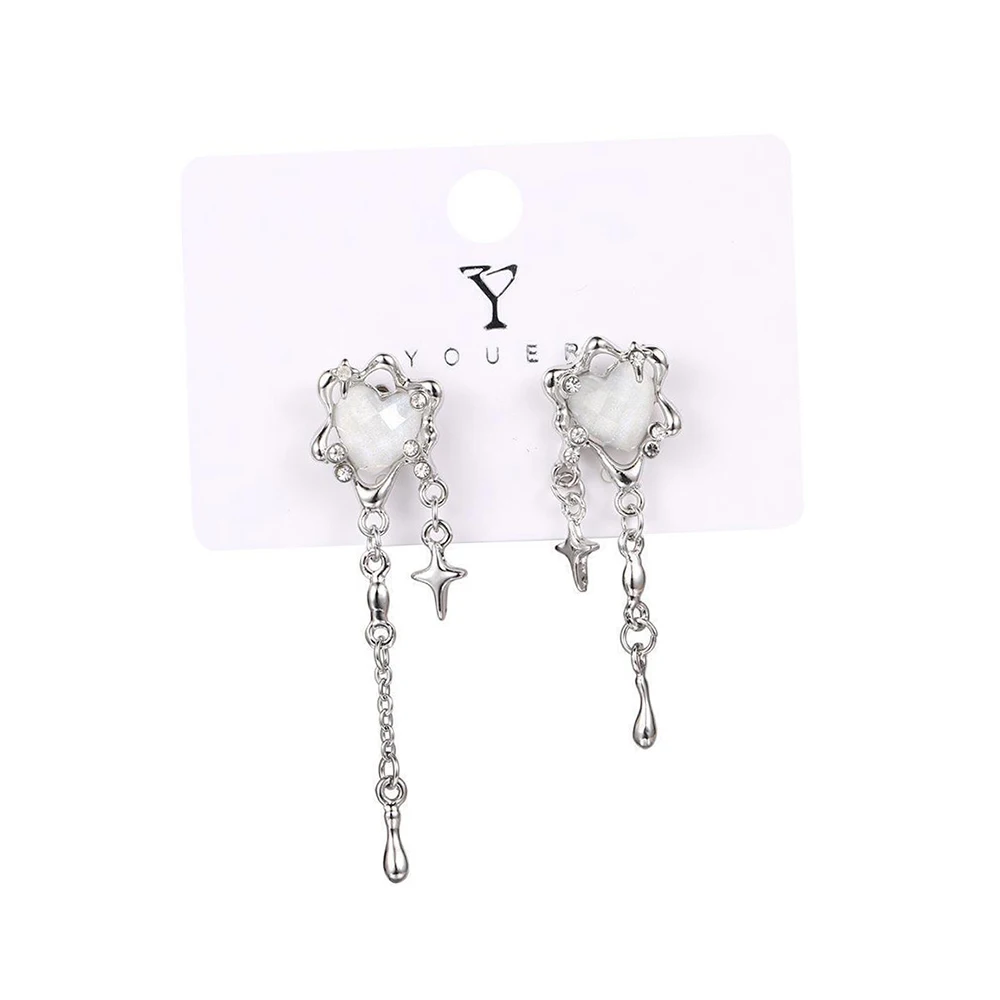 Irregular Heart Tassel Star Earrings Gothic Personality Y2K Drop Earrings Accessories Trendy Jewelry Gifts For Girl Women