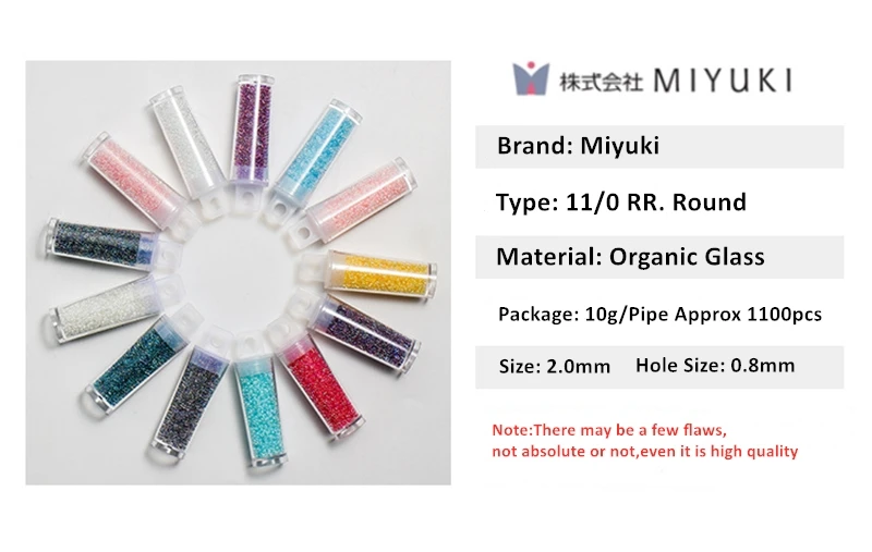 Description Picture 6 of item11/0 Miyuki Beads 2mm High Flash Opaque Round Spacer Glass Beads 1100Pcs 28 Colors For DIY Women Garments Sewing Accessories