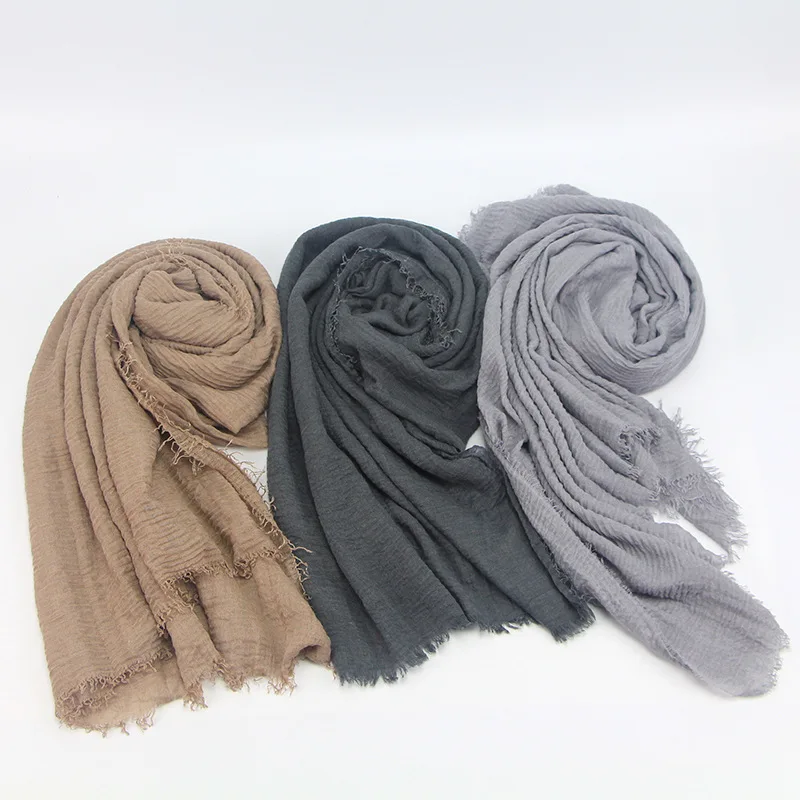 Women Cotton Linen Scarf Hijabs Solid Color Pashmina Scarves Shawls Wraps Foulard Headband 4