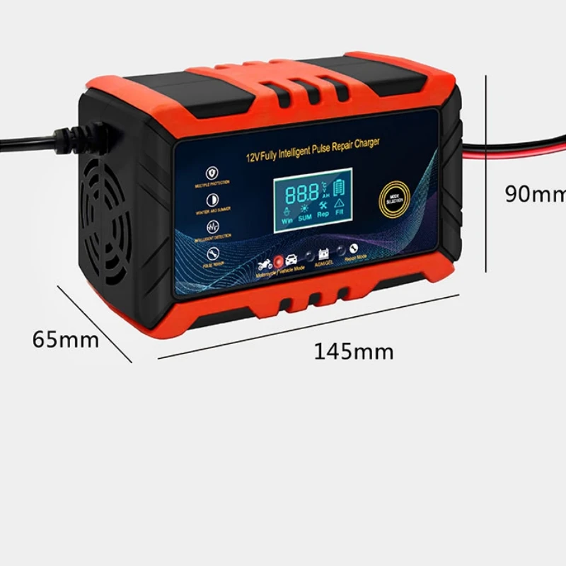 Caricabatterie Intelligente 12V/24V 10A Con Display LCD: L'alleato Perfetto Per La Salute Della Tua Batteria! Adatto A Piombo E LiFePO4, Con 5 Modalità Di Ricarica E Protezioni Multiple (cortocircuito, Inversione, Sovraccarico). Funzione Di Riparazione, Modalità Invernale/estiva E Touch Screen. Per Auto, Moto, Camion E Barche.