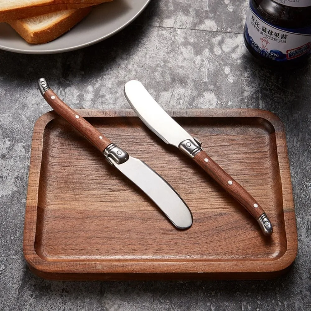 Kitchen Tools Butter Knife New Round Head Pear Handle Jam Spreading Scraper Print Pattern Stirring Spoon butter cutter utensil