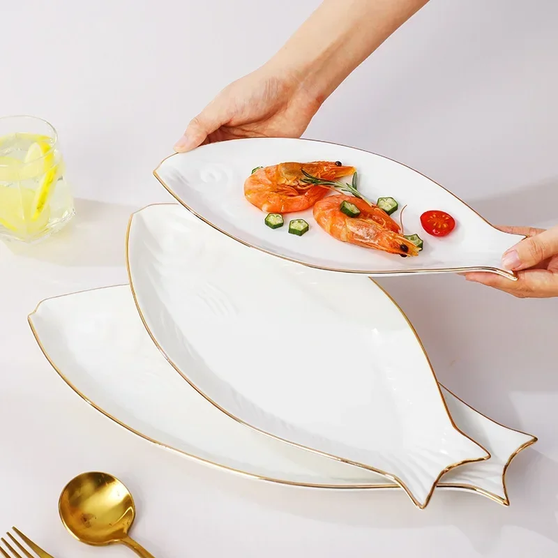 Dining dish porcelain fish plates for restaurant and home