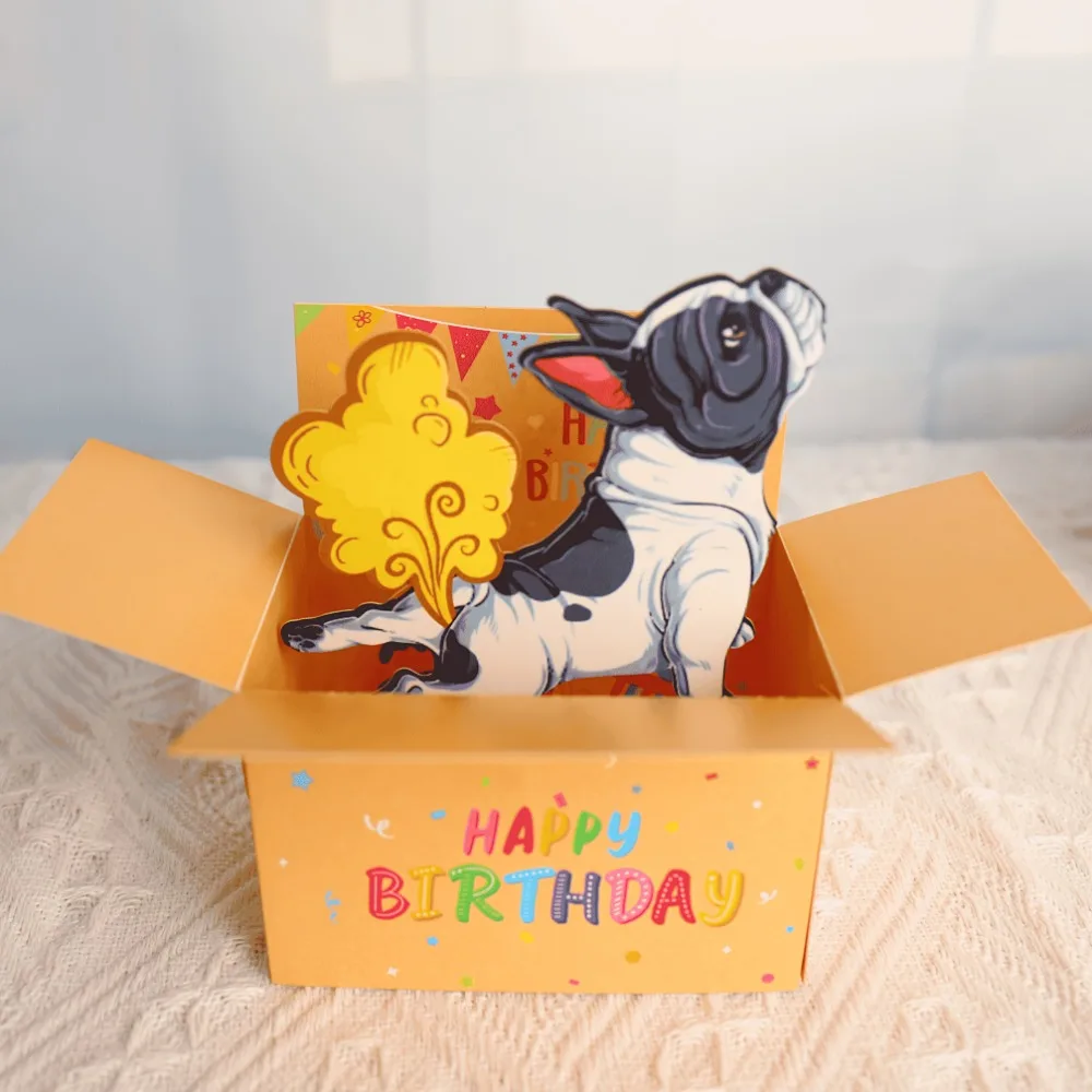 French Bulldog Birthday Greeting Card, 3D Colored Paper Fun Card, Dog Mom And Dad Birthday, Husband
