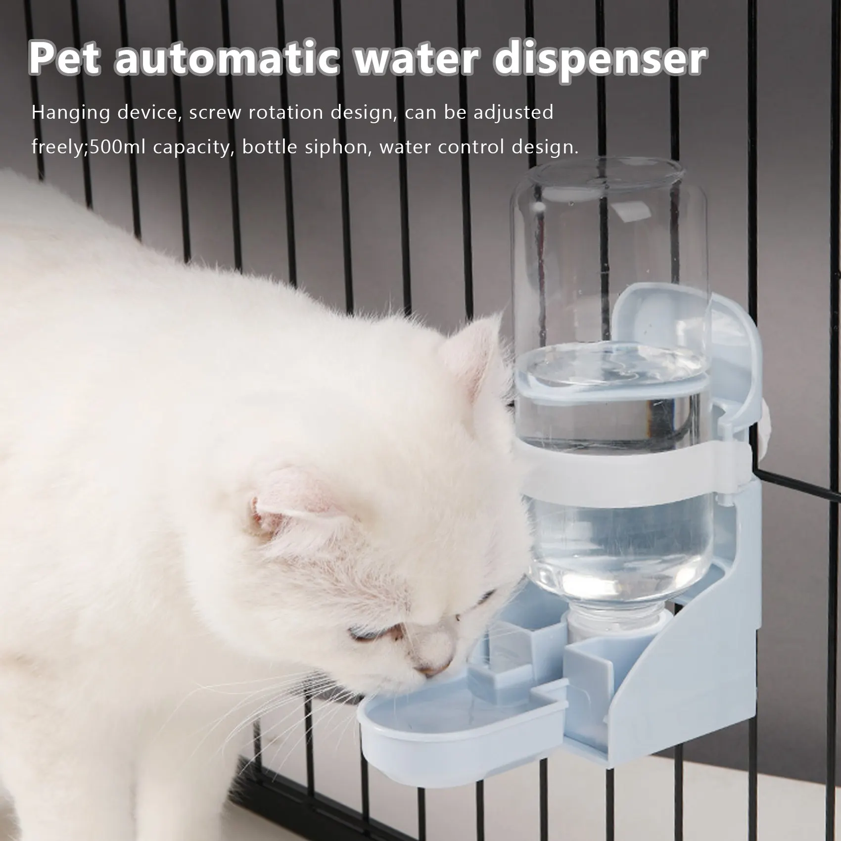 500ml Pet Parrots Birds Drinker Pigeon Rabbit Drinking Water Feeder Bowl Cat Dog Cage Hanging Water Dispenser Device - Image 3