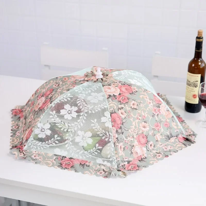 New Dustproof Mesh Table Cover Fly Proof Stain Proof Table Cover Food Lace Mesh Folding Vegetable