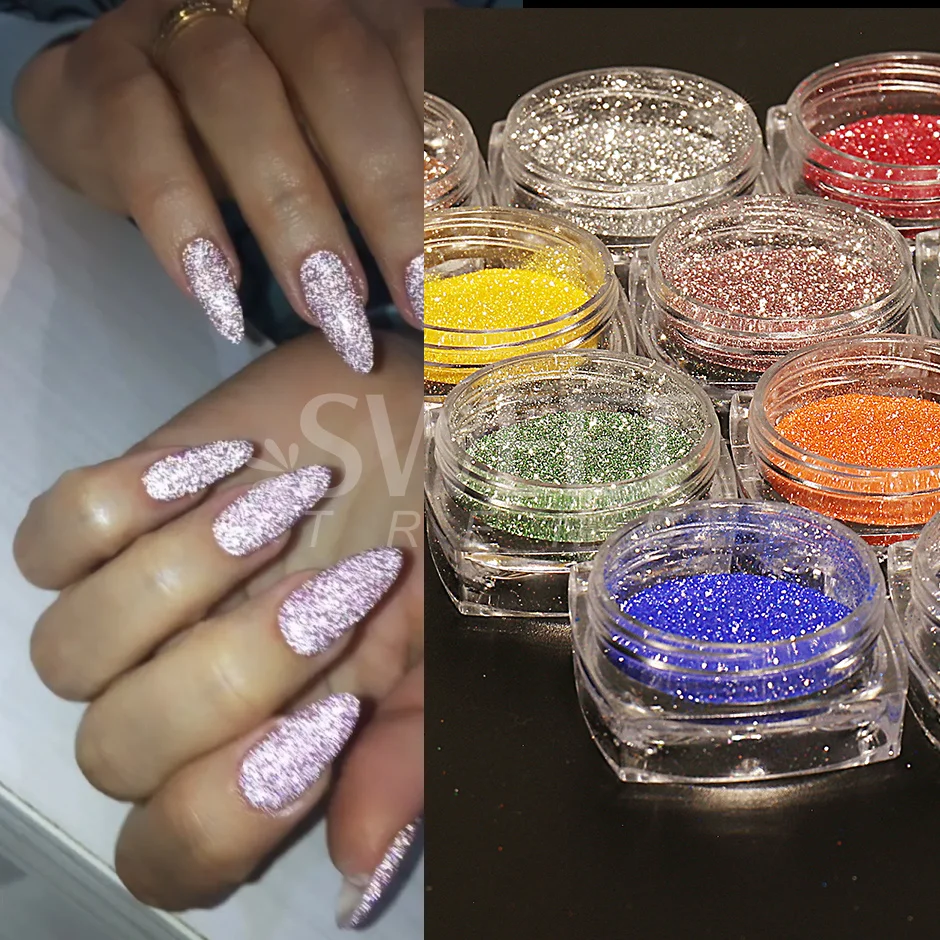 Sparkles Reflective Pink Nail Glitter Powder Colorful Crystal Rhinestone  Sequins Chrome Pigment Gel Polish Nail Decoration SWFG - AliExpress