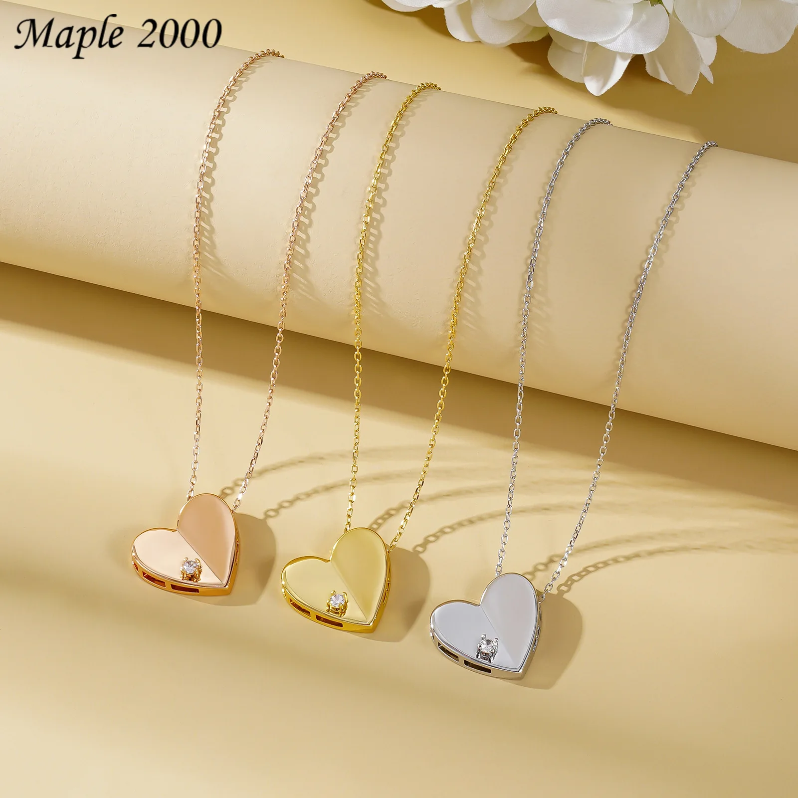 

New simple love necklace for women personality DIY laser jewelry creased love pendant collarbone chain item