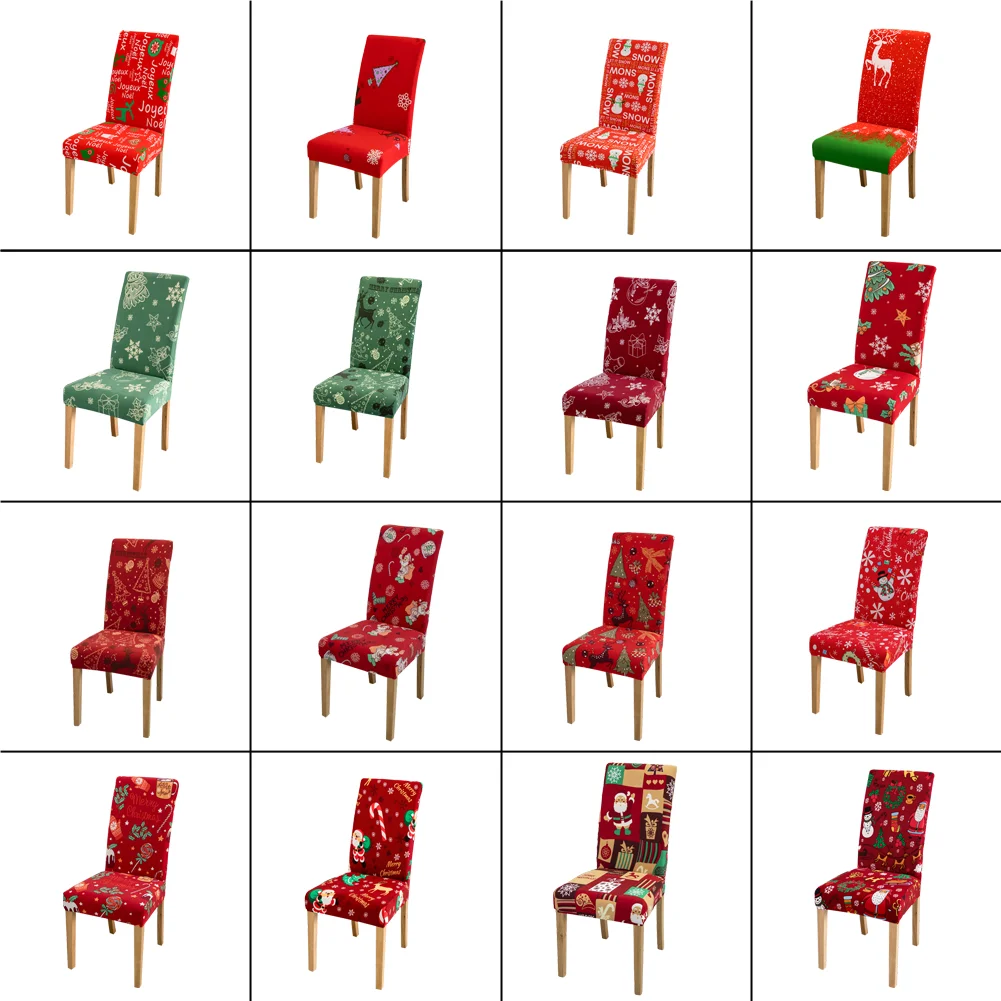 

2Pcs Christmas Elastic Chair Cover Protective Removable Anti-dirty Chair Cover Best Gift Christmas for Washable Dining Kitchen