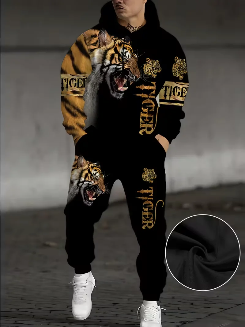لهب الأسد البلوز هوديس مجموعات ثلاثية الأبعاد الطباعة الرجال النساء موضة هوديي + بانت 2 قطعة مجموعات تأثيري بدلة رياضية رجالي 2 قطعة مجموعات