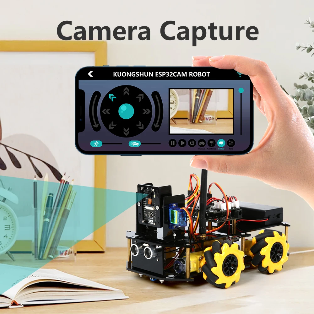 KUONGSHUN 스마트 로봇 카 스타터 키트, 아두이노용 ESP32 캠, 328P 로봇 키트, 오픈 소스 개발 보드