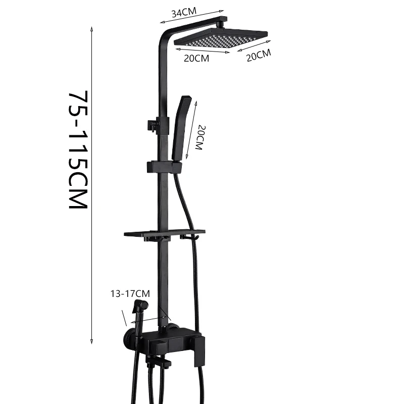 Black Shower Digital Display Temperature Shower Chuveir Bathroom Accessories Sets Pressurized Hot Cold Copper Faucet