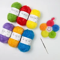 Scrubby Yarn for Scrubbies 6pcs Scrubbing Yarn Multi Colored Polyester for Dish Scrubber Crochet and Knitting Project Craft Kit 1