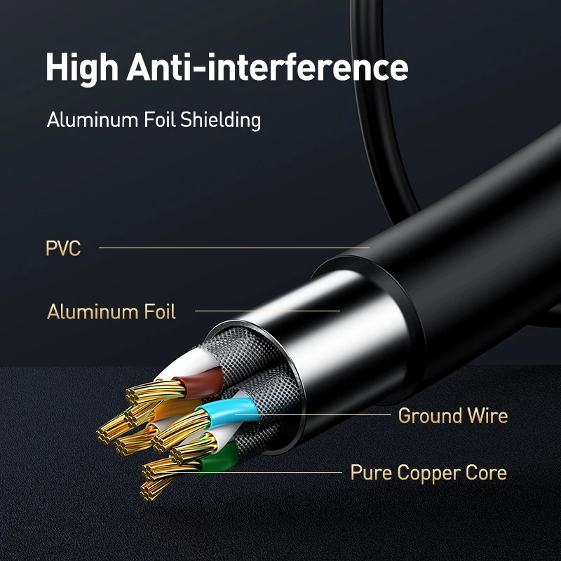 CYANMI 라우터 모뎀 인터넷 네트워크 랜, 노트북 PS4 용, 긴 100m, CAT 8 Cat 7 이더넷 케이블, 40Gbps RJ45