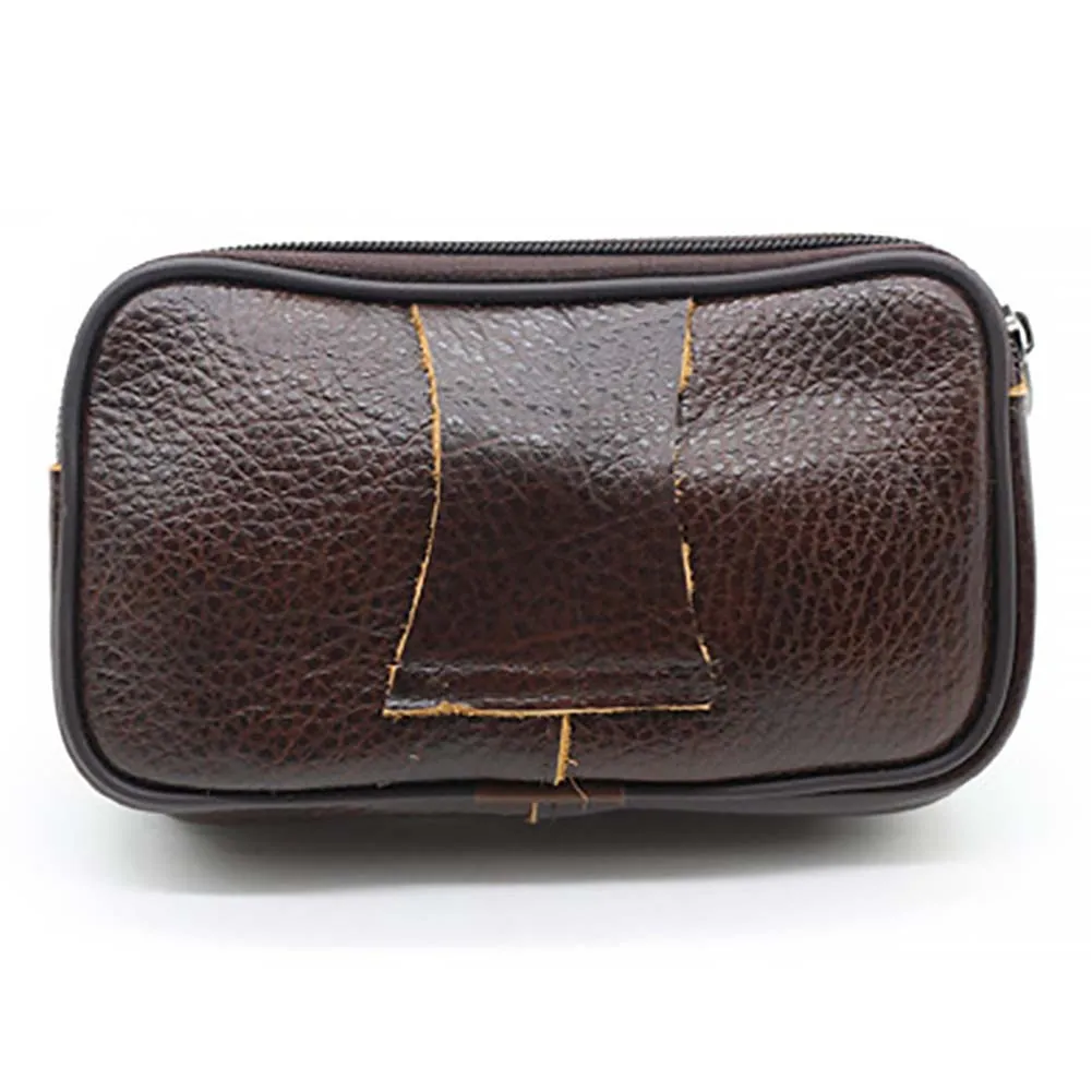 

Men Zipper Cross Body Portable Casual PU Leather Travel Cellphone Pouch Outdoor Messenger Bag Hiking Coin Purse Waist Bag