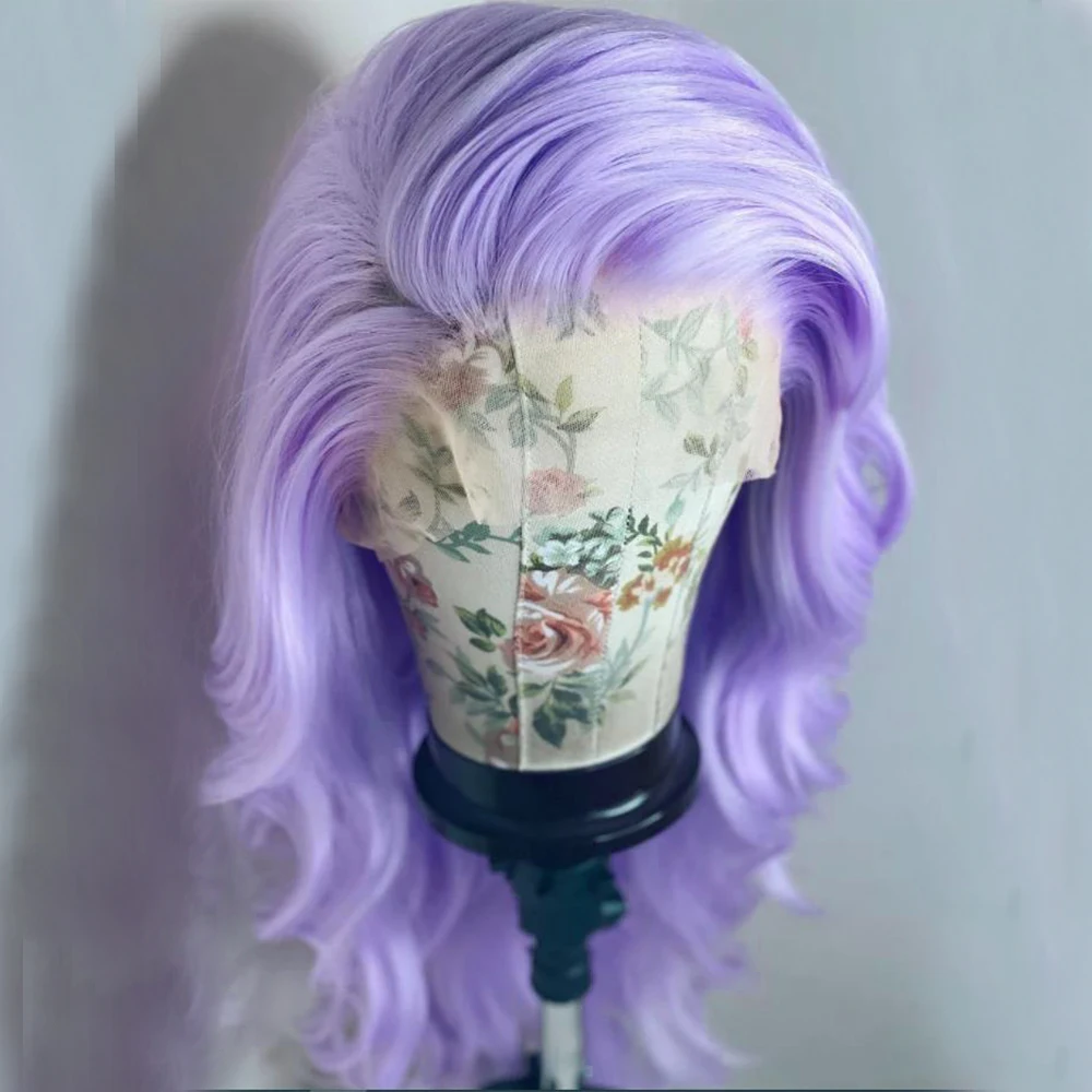 Webster Long Body Wave Synthetic Lace Front Wig Side Part Purple Lace Front Wig for Black Women Natural Hairline Cosplay Wigs