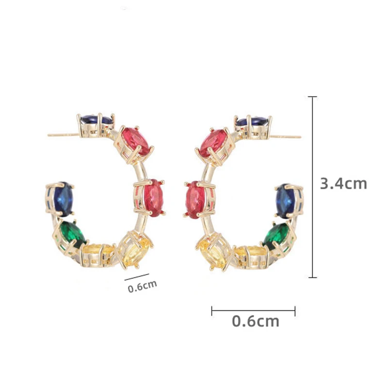 Simple Trendy Hoop Earrings for Women Round Circle Crystal Cubic Zirconia CZ Daily Party Wedding Fashion Lady Jewelry Brincos