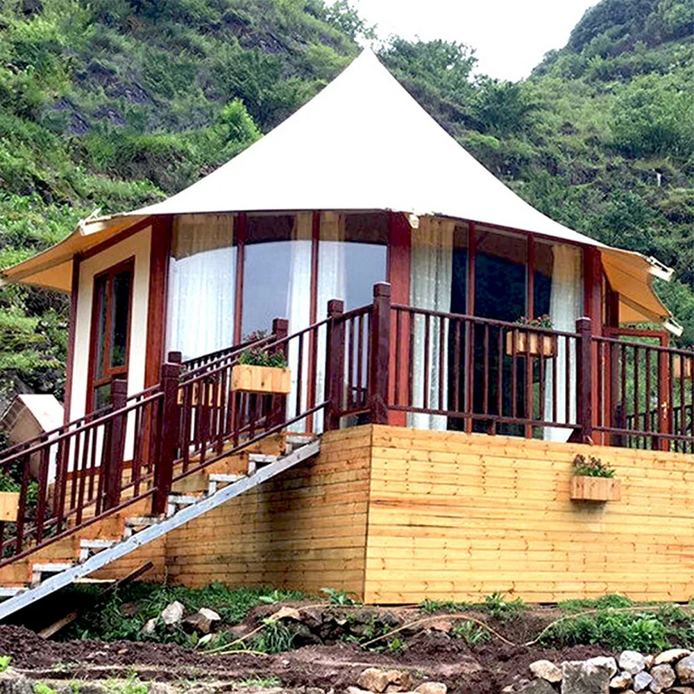 Hexagon Safari Glamping Tent – Windproof Resort Villa Bell Tent 3