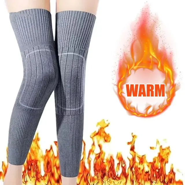Cold-proof Warm Knee Pads Windproof Elastic Thick Knee Protector with Straps Wraps Leg Thermal Leg Warmers Old Cold Legs 4