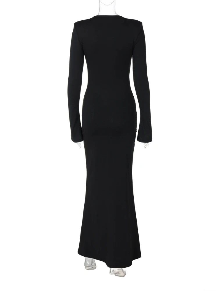 mini flare dresses for women Elegant Burgundy Glitter Satin Long Sleeve Ball Gown with Flared Cuffs main image 1