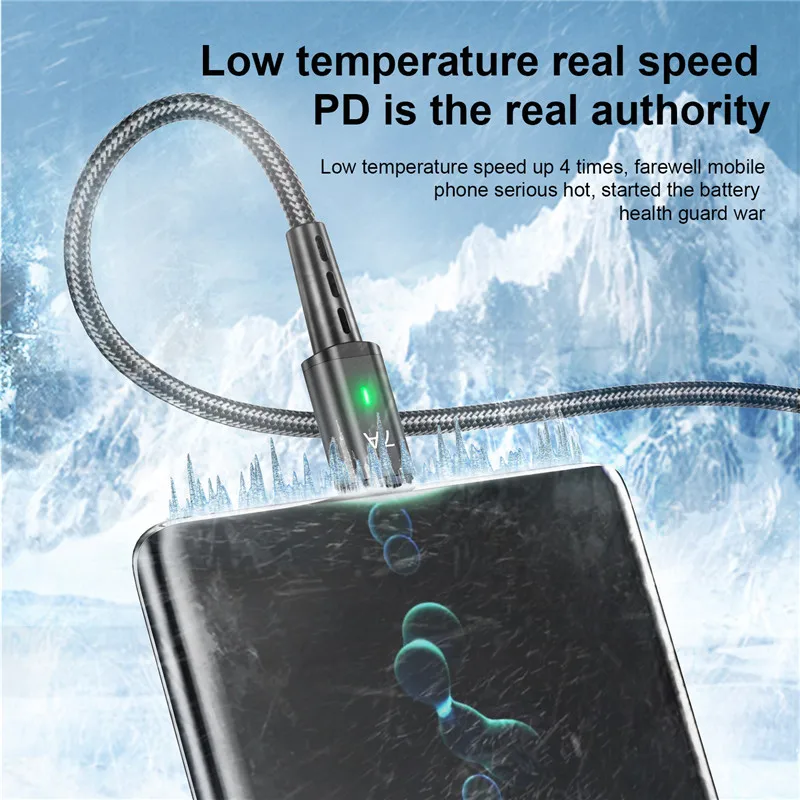 USLION 7A 100W USB Type C Cable USB C Mobile Phone Fast Charging USB Charger Cable for Samsung Huawei Xiaomi Type-C Data Cord