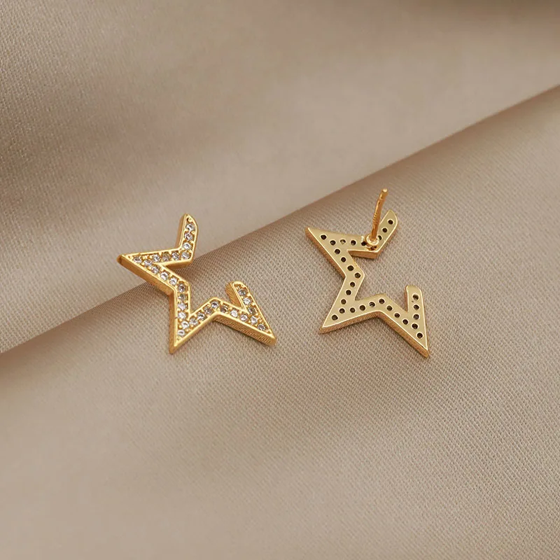 New Design Crystal Star Stud Earrings Fashion Brand Jewelry Zirconia Flower Earrings for Women Party Accessories - Image 4